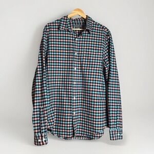 LL Bean Signature Shirt Mens Size M Multicolor Slim Fit Plaid Cotton Long Sleeve